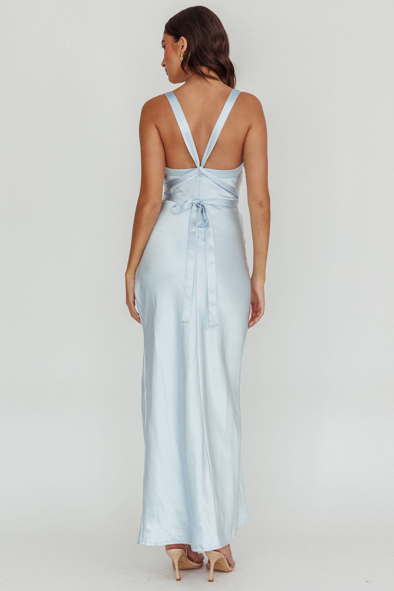 Midnight Sun Asymmetrical Strap Maxi Dress Blue by Selfie Leslie Australia