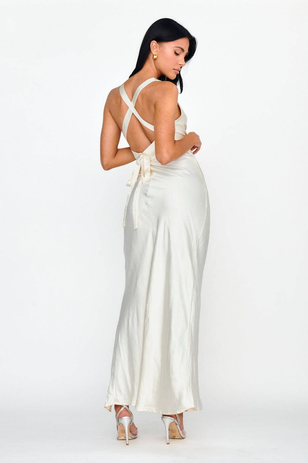 Midnight Sun Asymmetrical Strap Maxi Dress Oyster by Selfie Leslie Australia