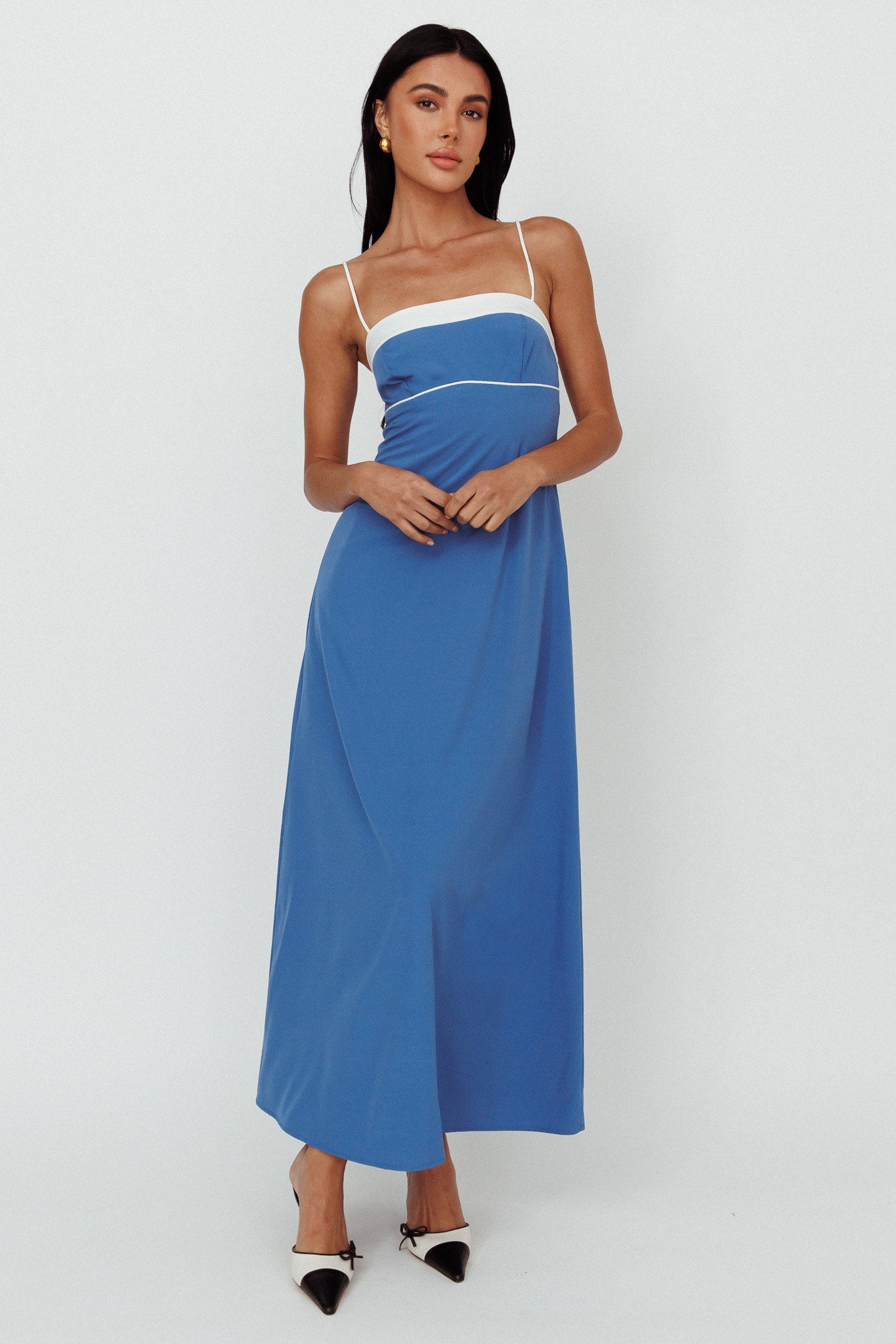 Taera Cami Strap Midi Dress Blue by Selfie Leslie Australia