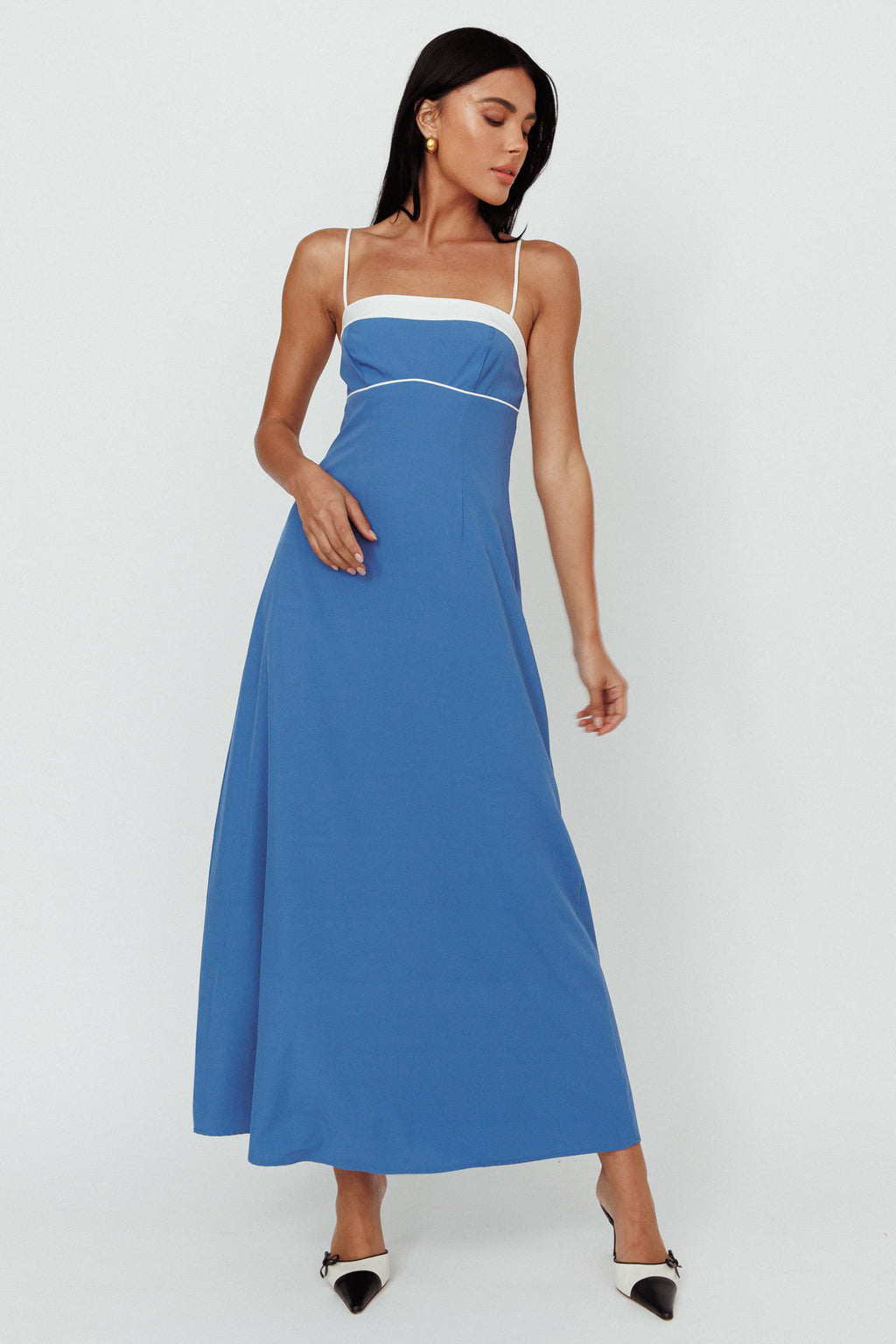 Taera Cami Strap Midi Dress Blue by Selfie Leslie Australia