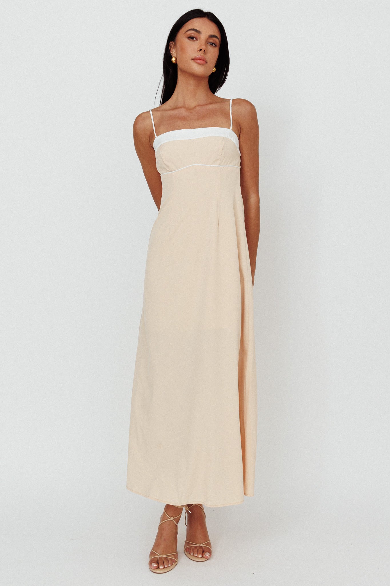Taera Cami Strap Midi Dress Oat by Selfie Leslie Australia