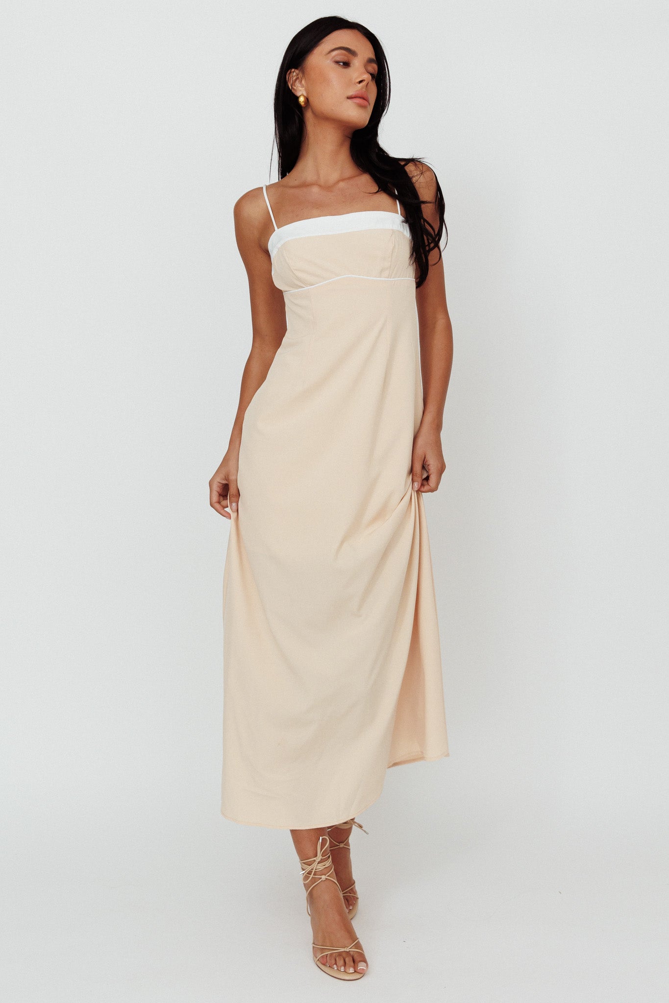 Taera Cami Strap Midi Dress Oat by Selfie Leslie Australia