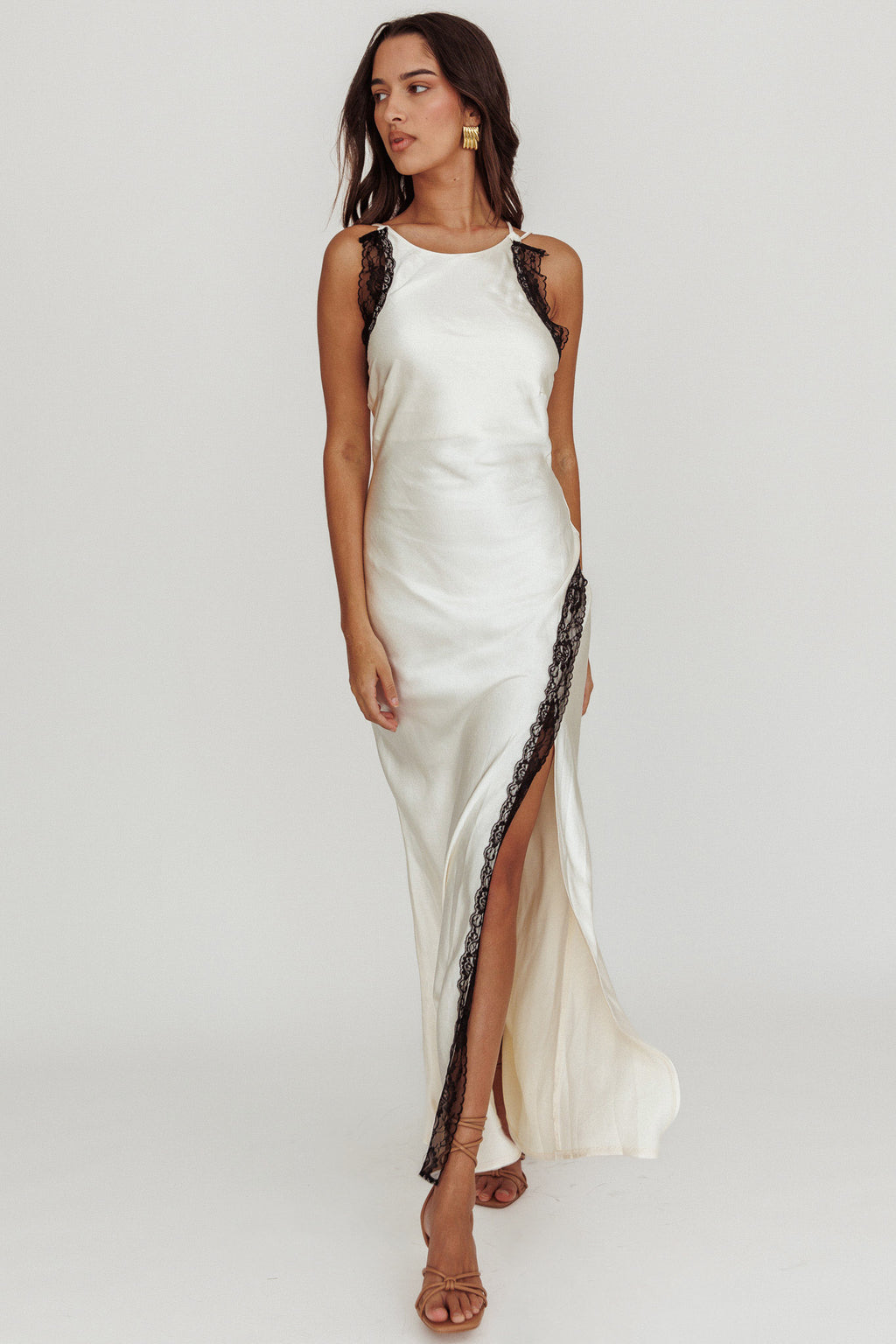 Flying High Lace Trim Maxi Dress Oyster by Selfie Leslie Australia