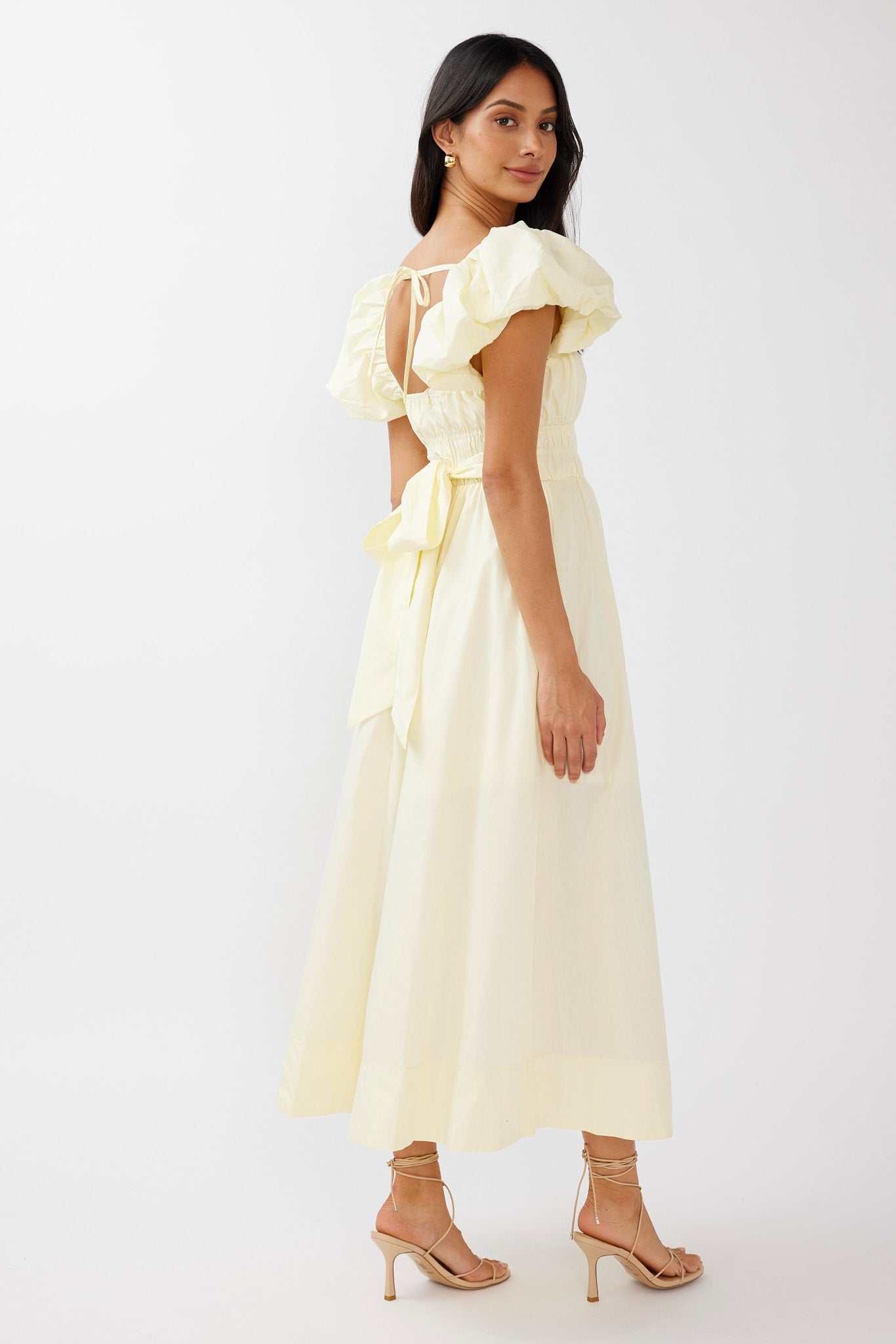 Rose Meadow Puffed Sleeve Midi Dress Banana by Selfie Leslie Australia