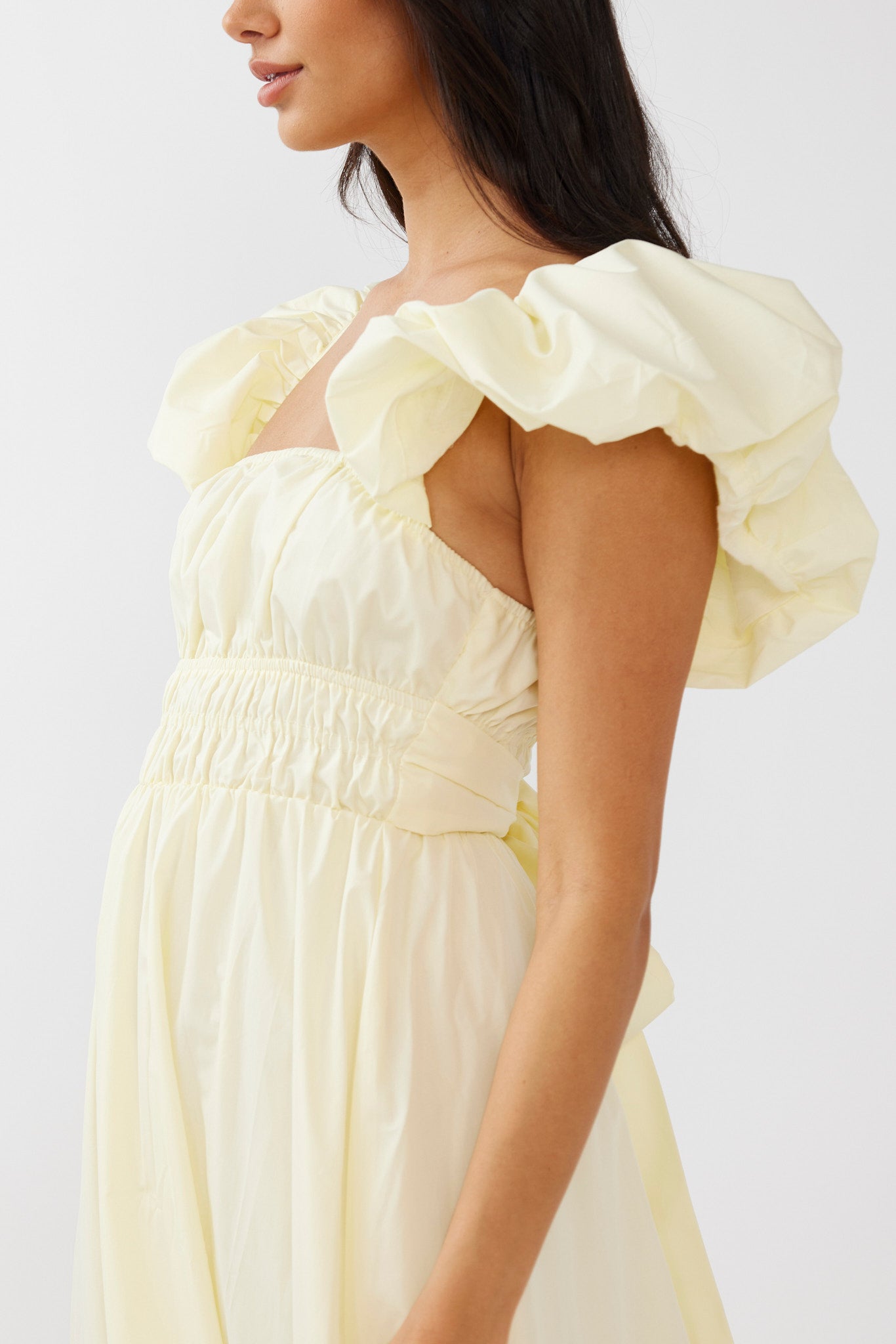 Rose Meadow Puffed Sleeve Midi Dress Banana by Selfie Leslie Australia