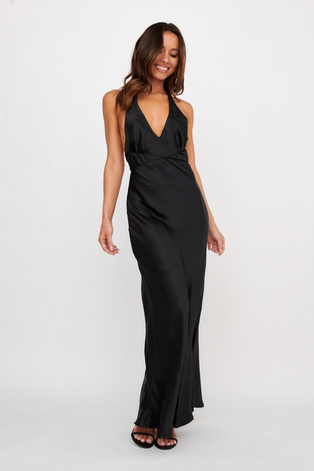 Alenni Halterneck V-Neck Maxi Dress Black by Selfie Leslie Australia