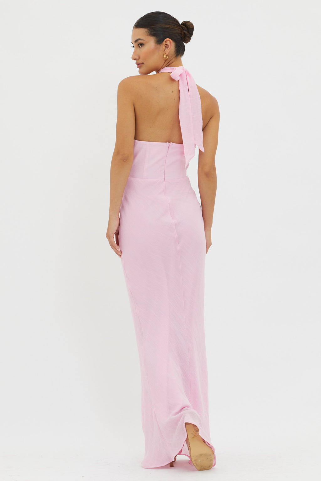 Topaz Skies Halterneck Ruffle Dress Pink by Selfie Leslie Australia