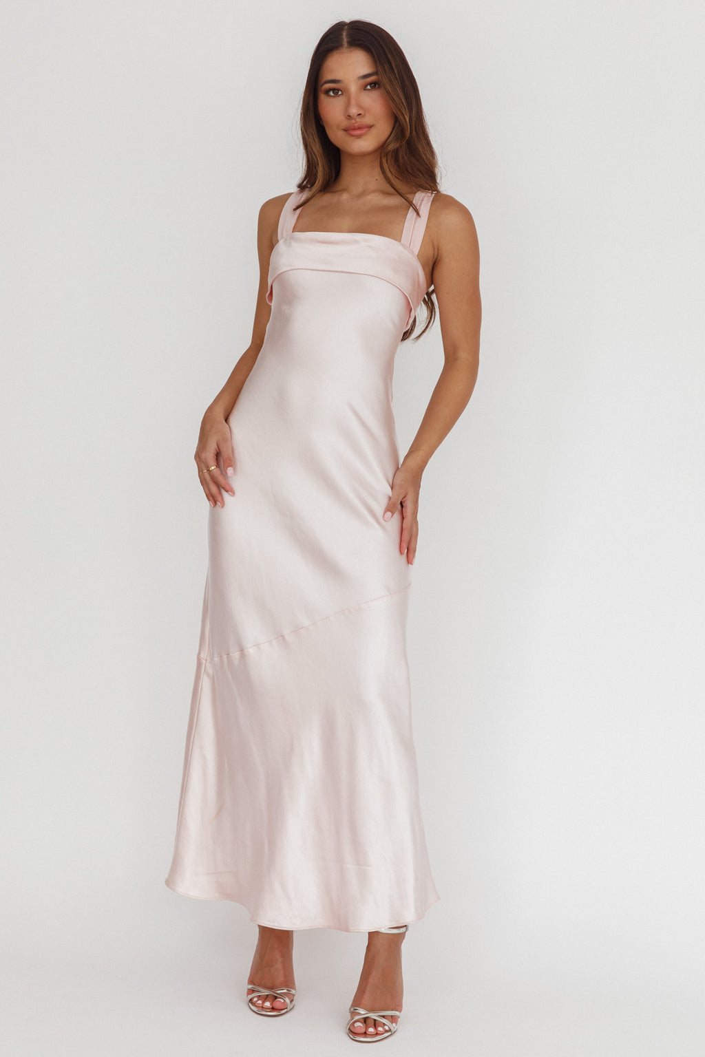 Carmel Shoulder Sash Midi Dress Blush by Selfie Leslie Australia