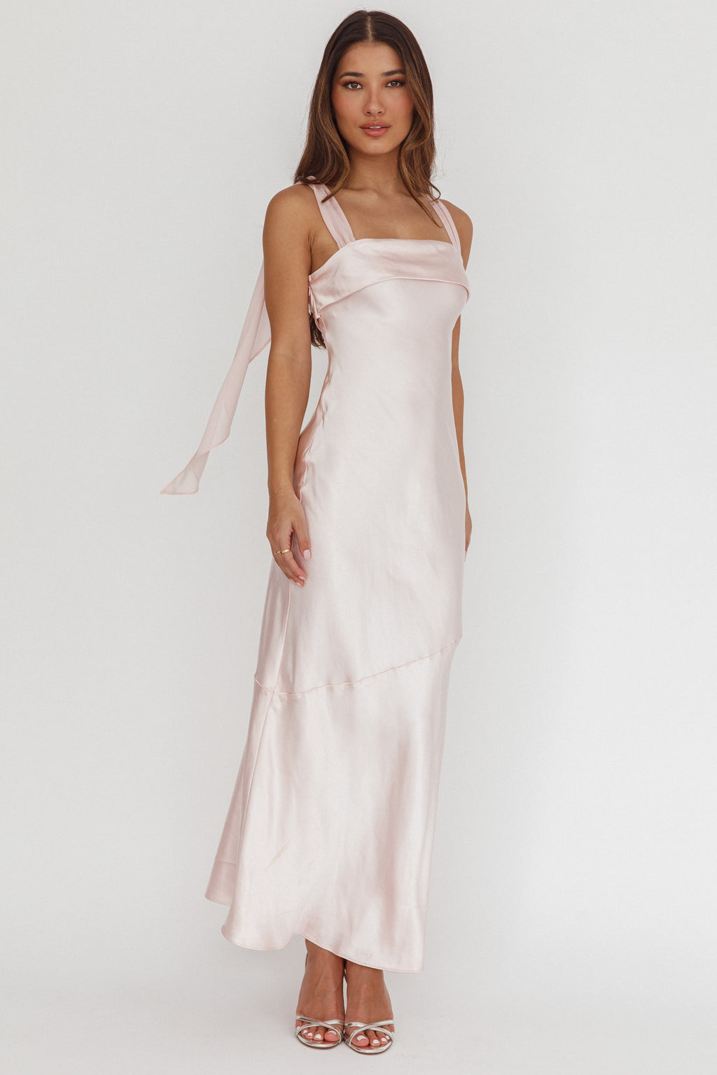Carmel Shoulder Sash Midi Dress Blush by Selfie Leslie Australia