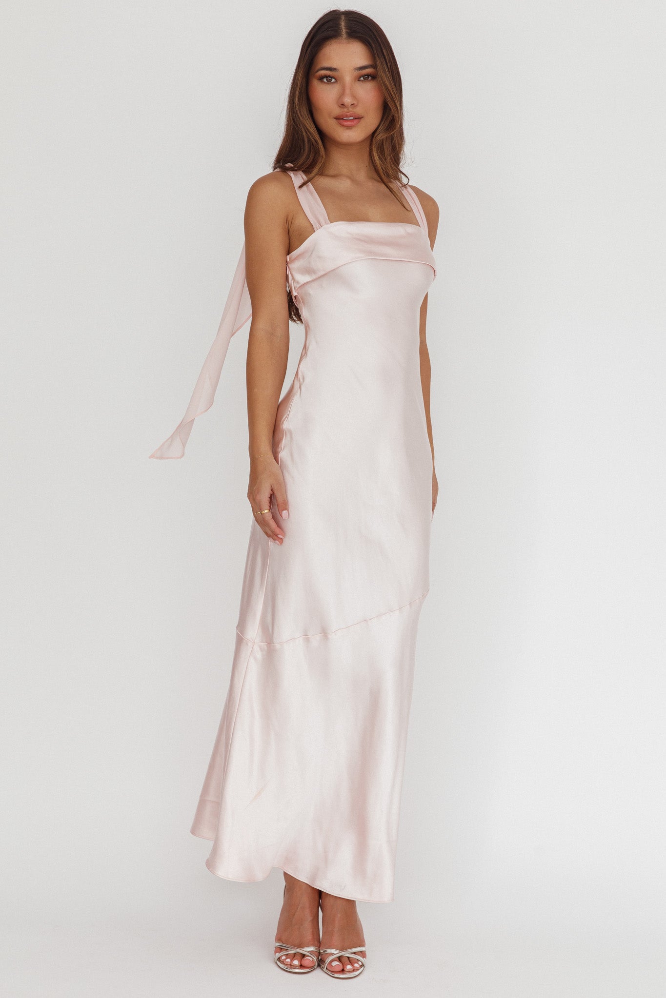 Carmel Shoulder Sash Midi Dress Blush by Selfie Leslie Australia