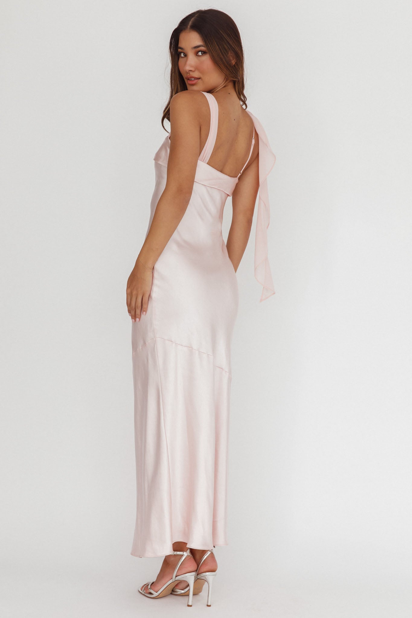 Carmel Shoulder Sash Midi Dress Blush by Selfie Leslie Australia