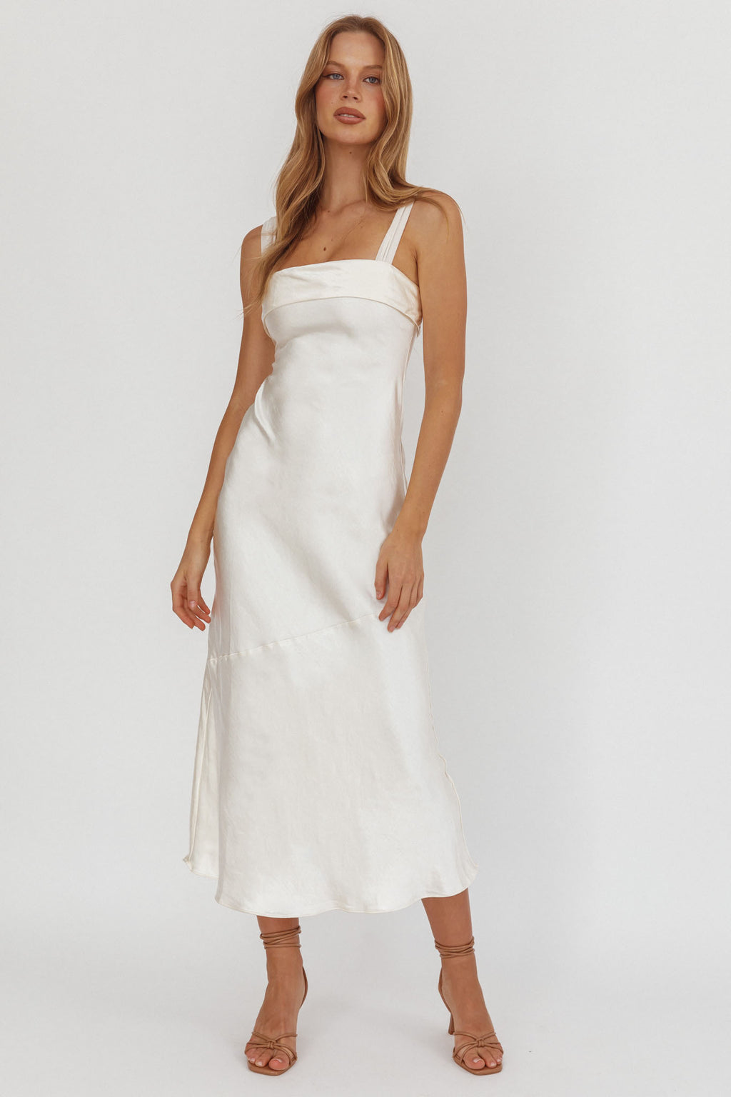 Carmel Shoulder Sash Midi Dress Oyster by Selfie Leslie Australia