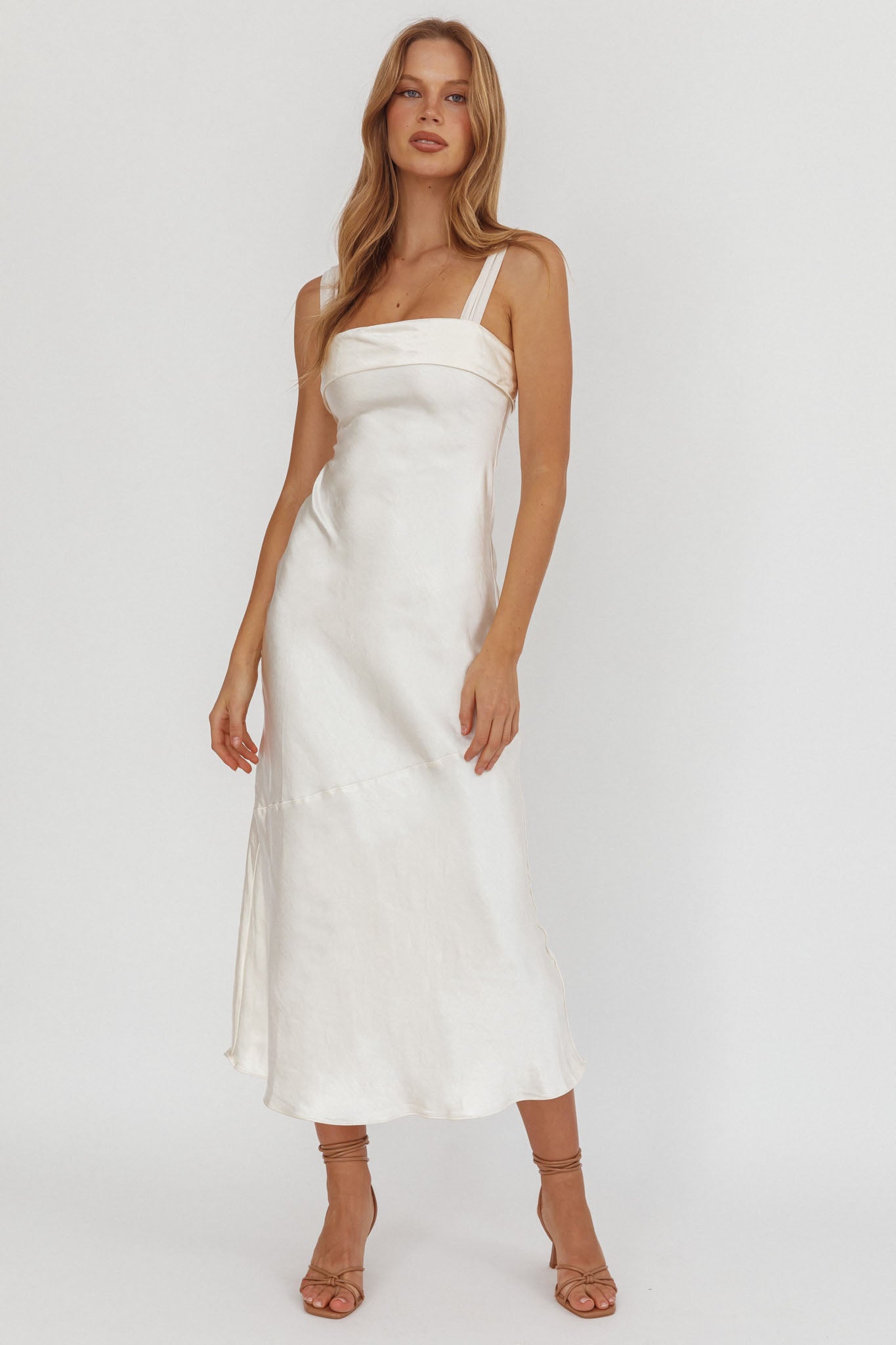 Carmel Shoulder Sash Midi Dress Oyster by Selfie Leslie Australia