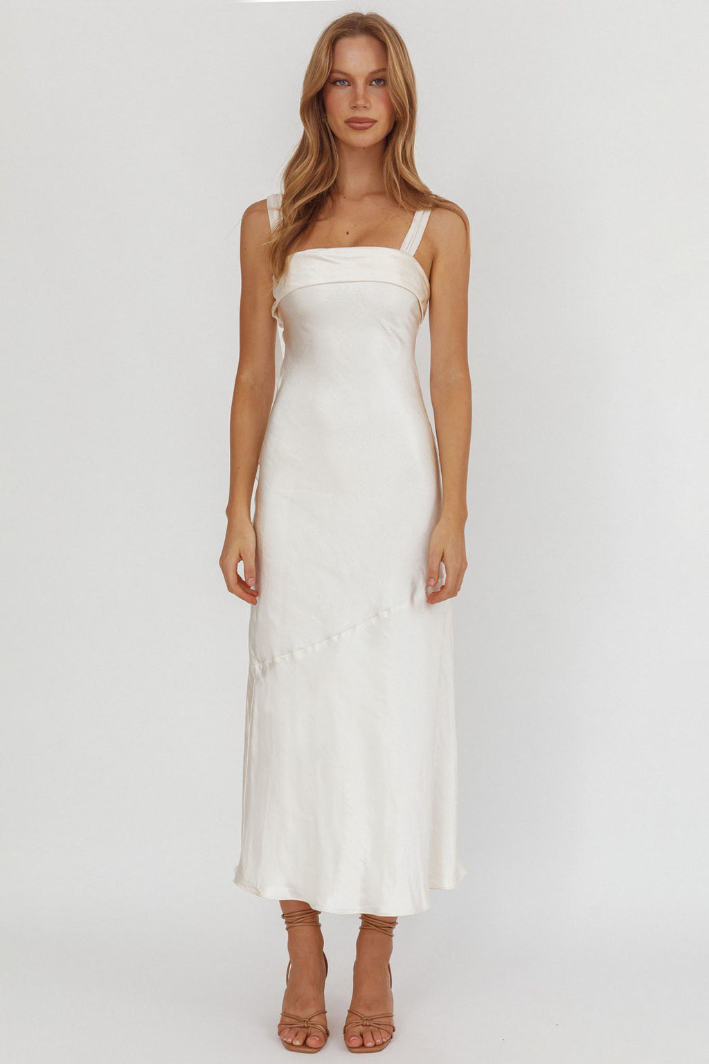Carmel Shoulder Sash Midi Dress Oyster by Selfie Leslie Australia