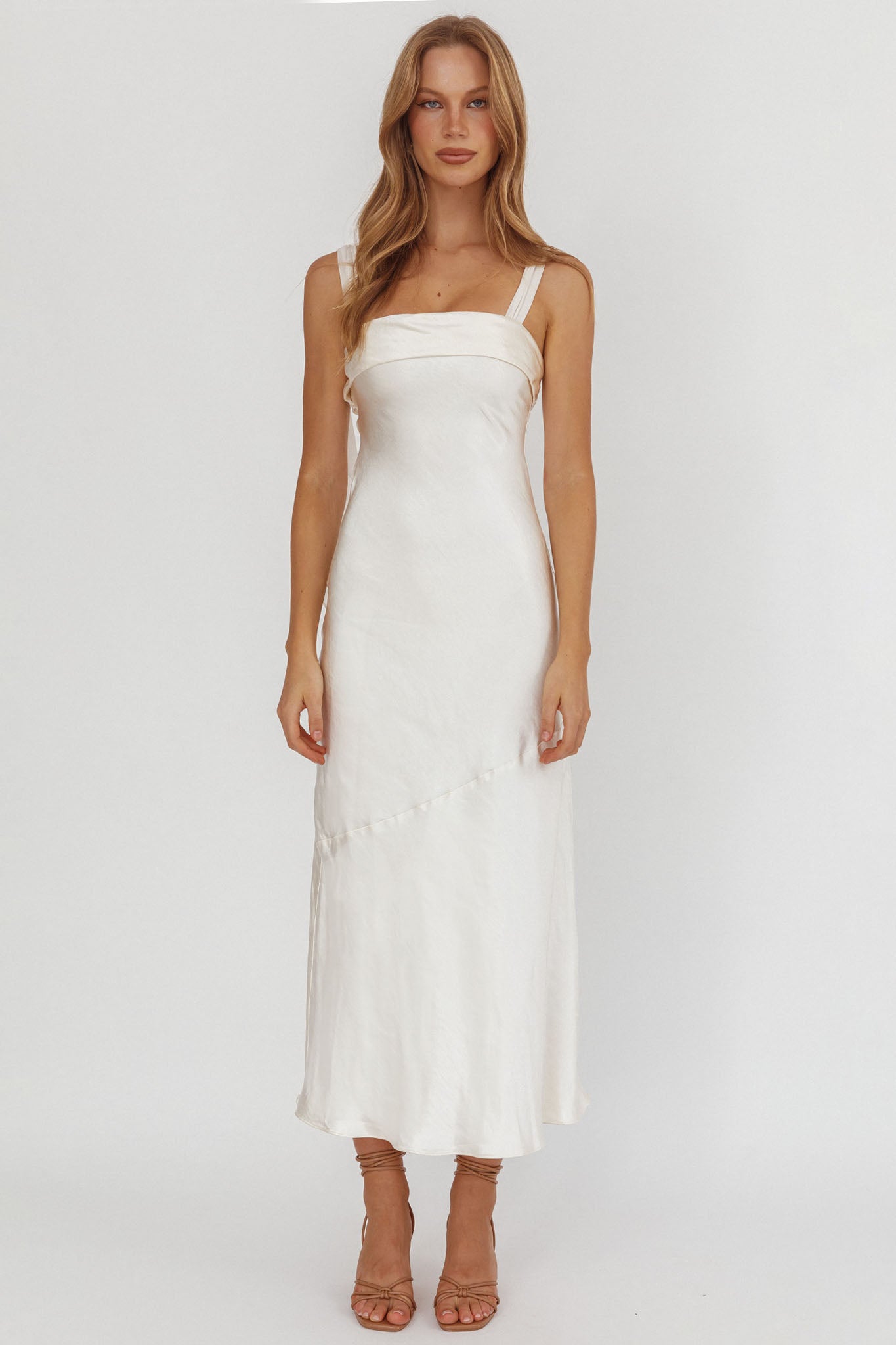 Carmel Shoulder Sash Midi Dress Oyster by Selfie Leslie Australia