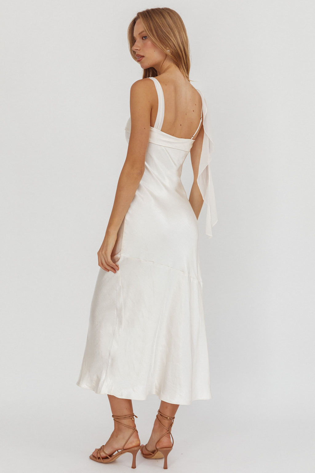 Carmel Shoulder Sash Midi Dress Oyster by Selfie Leslie Australia