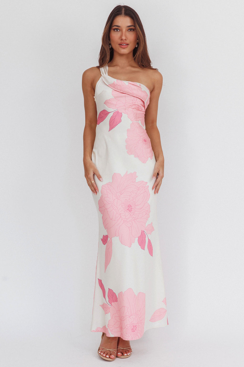 Carmel One-Shoulder Sash Maxi Dress Floral Butter by Selfie Leslie Australia