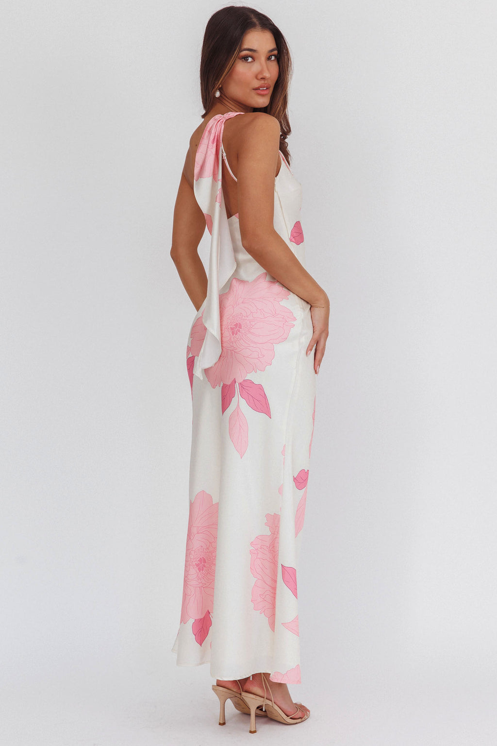 Carmel One-Shoulder Sash Maxi Dress Floral Butter by Selfie Leslie Australia