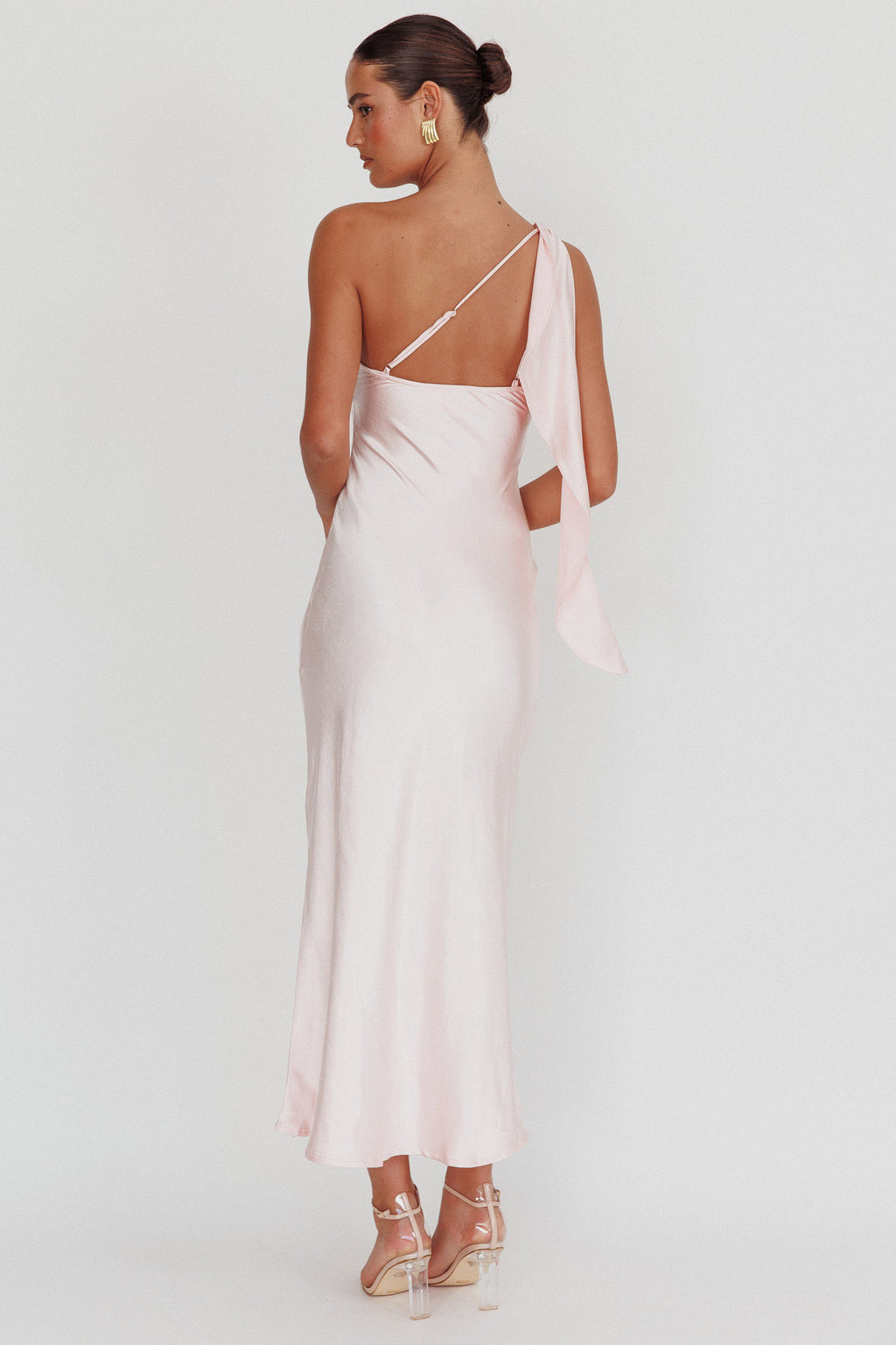 Carmel One-Shoulder Sash Maxi Dress Blush by Selfie Leslie Australia