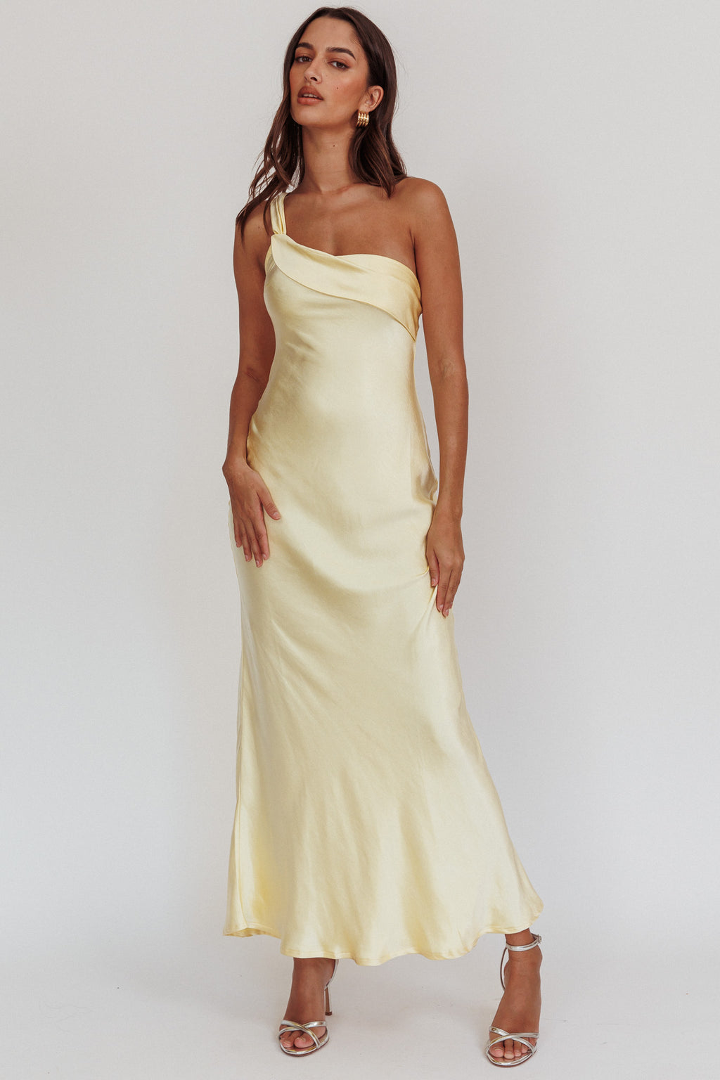 Carmel One-Shoulder Sash Maxi Dress Butter by Selfie Leslie Australia