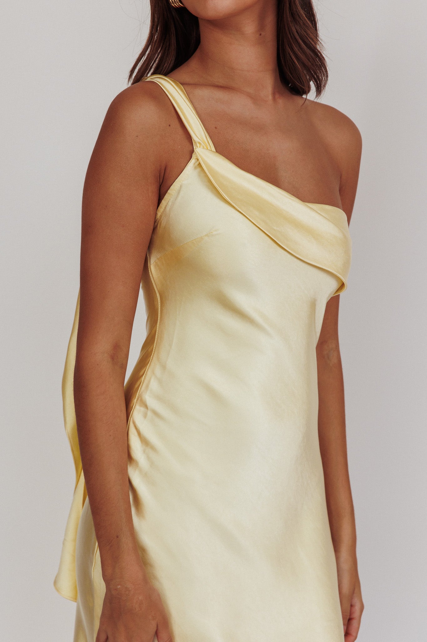 Carmel One-Shoulder Sash Maxi Dress Butter by Selfie Leslie Australia