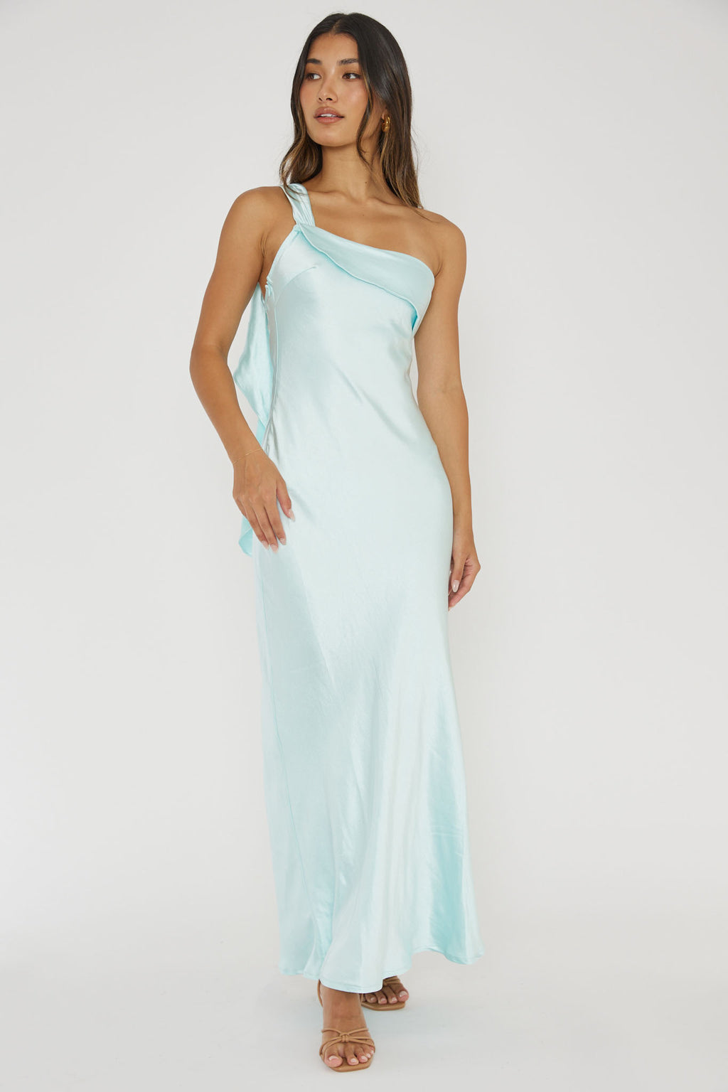 Carmel One-Shoulder Sash Maxi Dress Ice by Selfie Leslie Australia