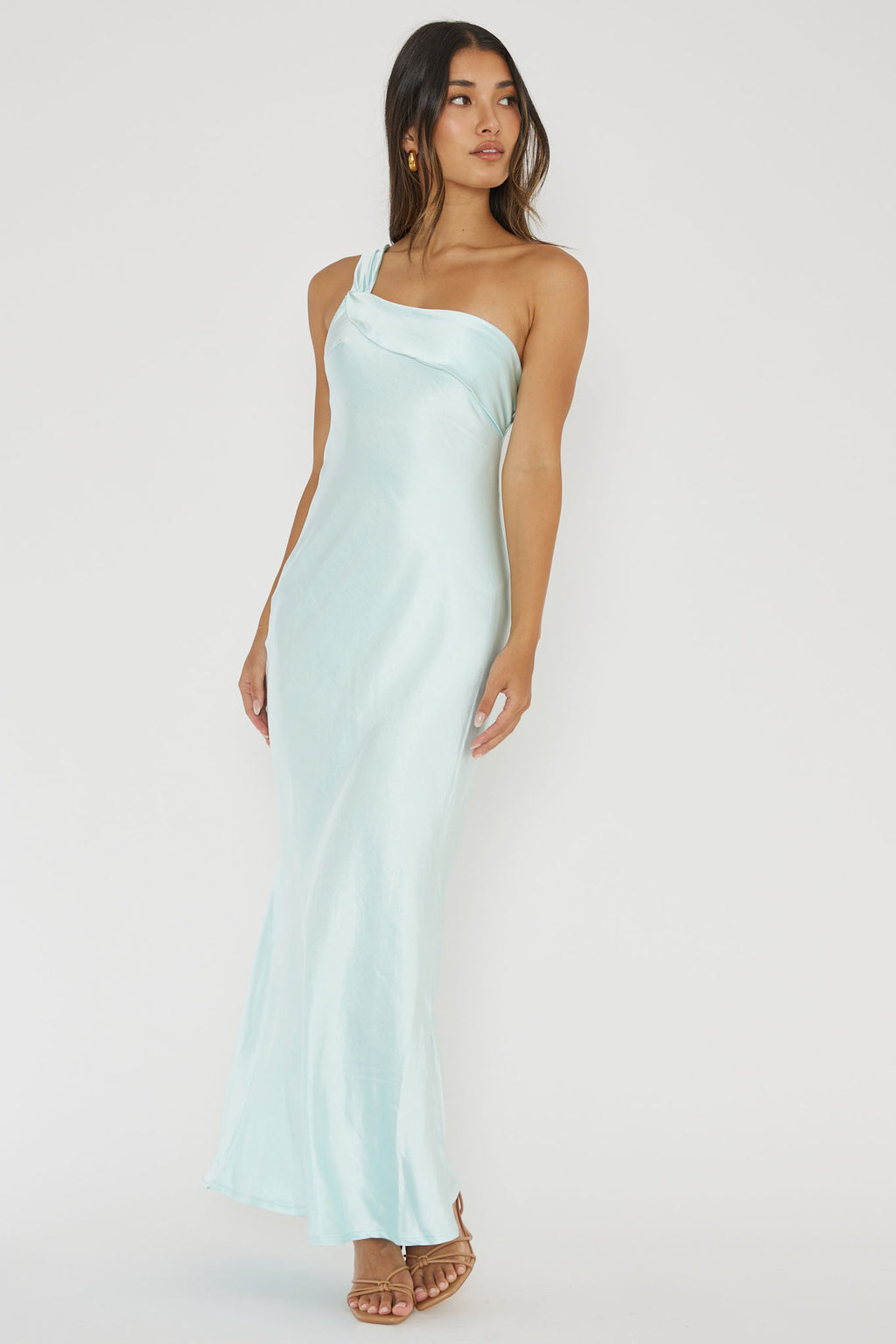 Carmel One-Shoulder Sash Maxi Dress Ice by Selfie Leslie Australia
