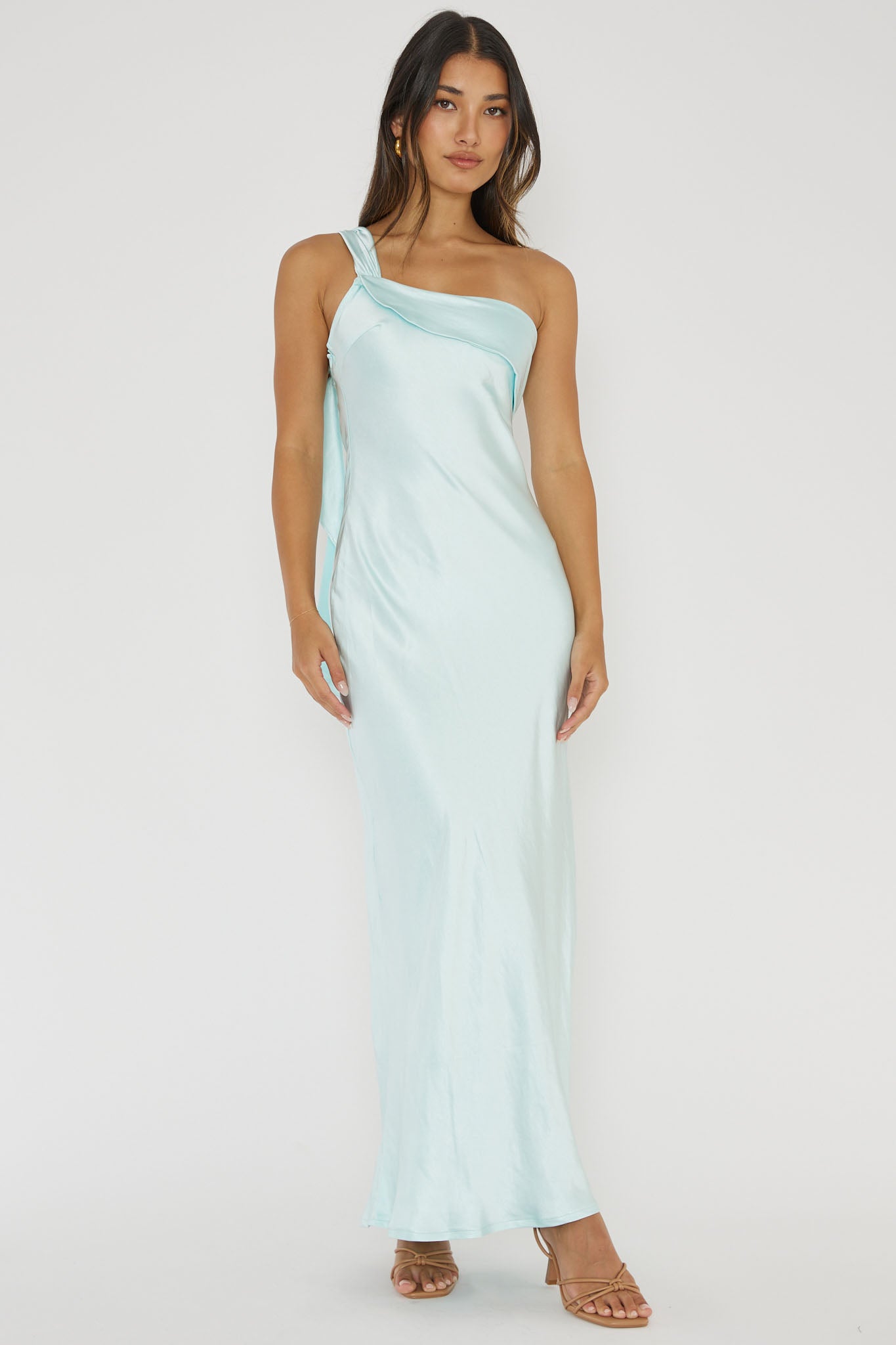 Carmel One-Shoulder Sash Maxi Dress Ice by Selfie Leslie Australia