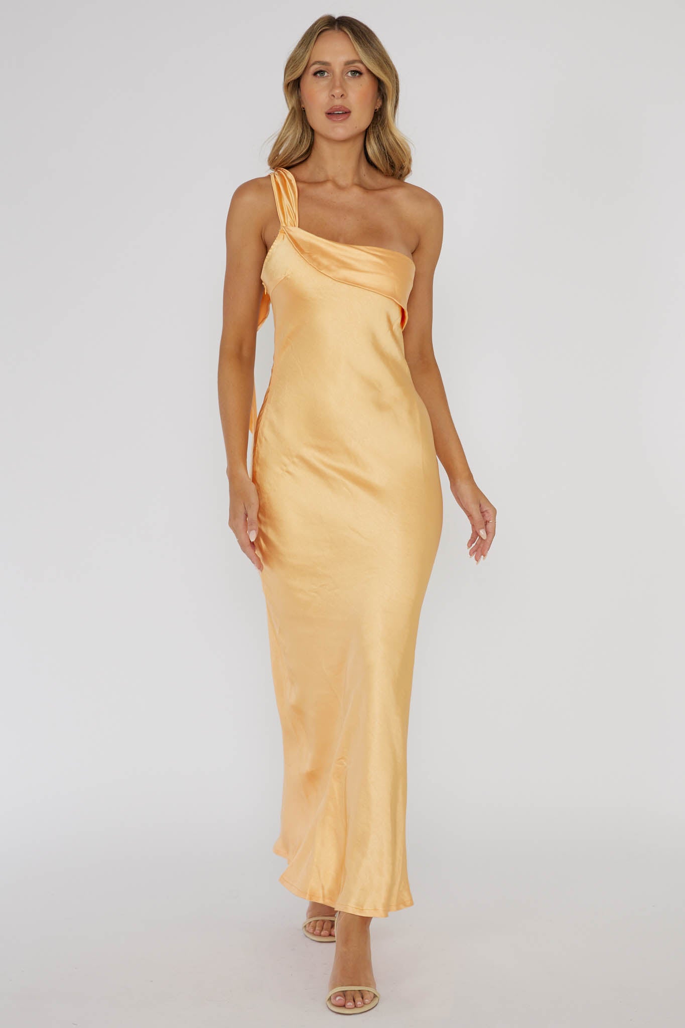 Carmel One-Shoulder Sash Maxi Dress Rockmelon by Selfie Leslie Australia