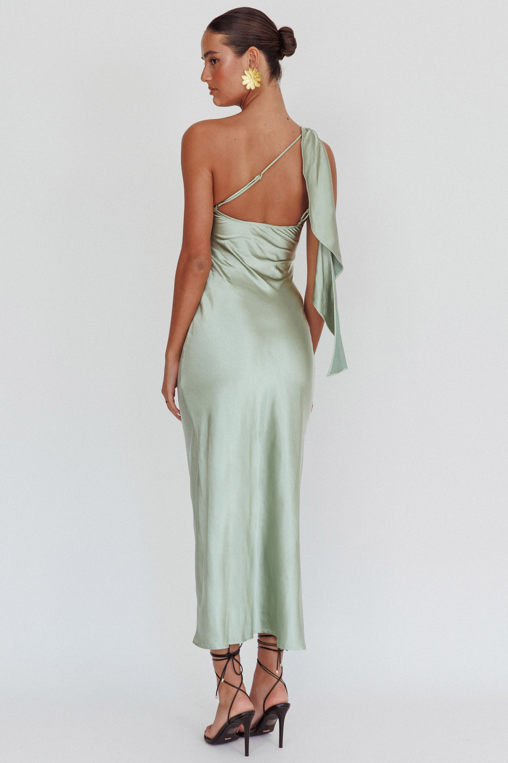 Carmel One-Shoulder Sash Maxi Dress Sage by Selfie Leslie Australia