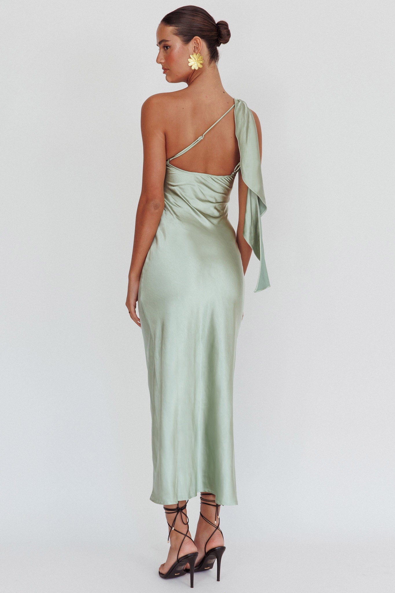 Carmel One-Shoulder Sash Maxi Dress Sage by Selfie Leslie Australia