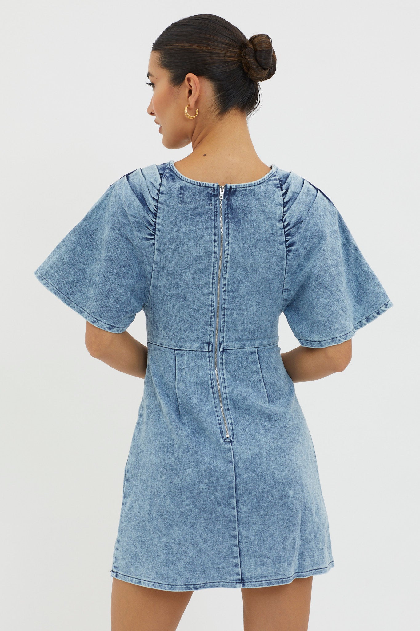 Jessika Pleated Bust Mini Dress Denim Blue by Selfie Leslie Australia
