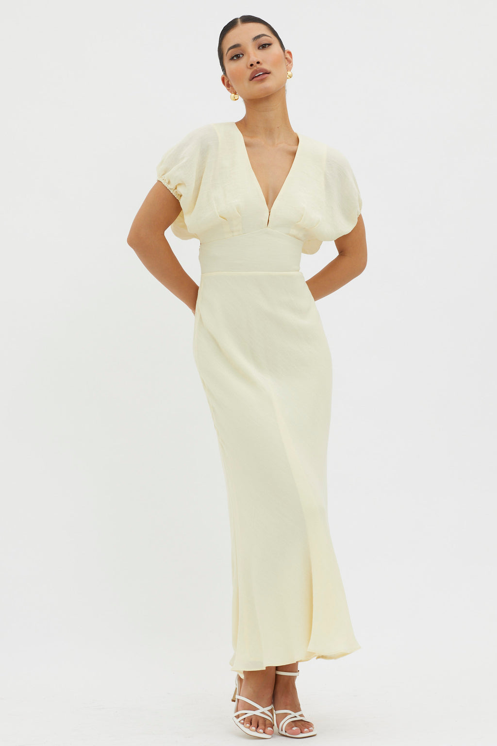 Dare To Live V-Neck Maxi Dress Butter by Selfie Leslie Australia