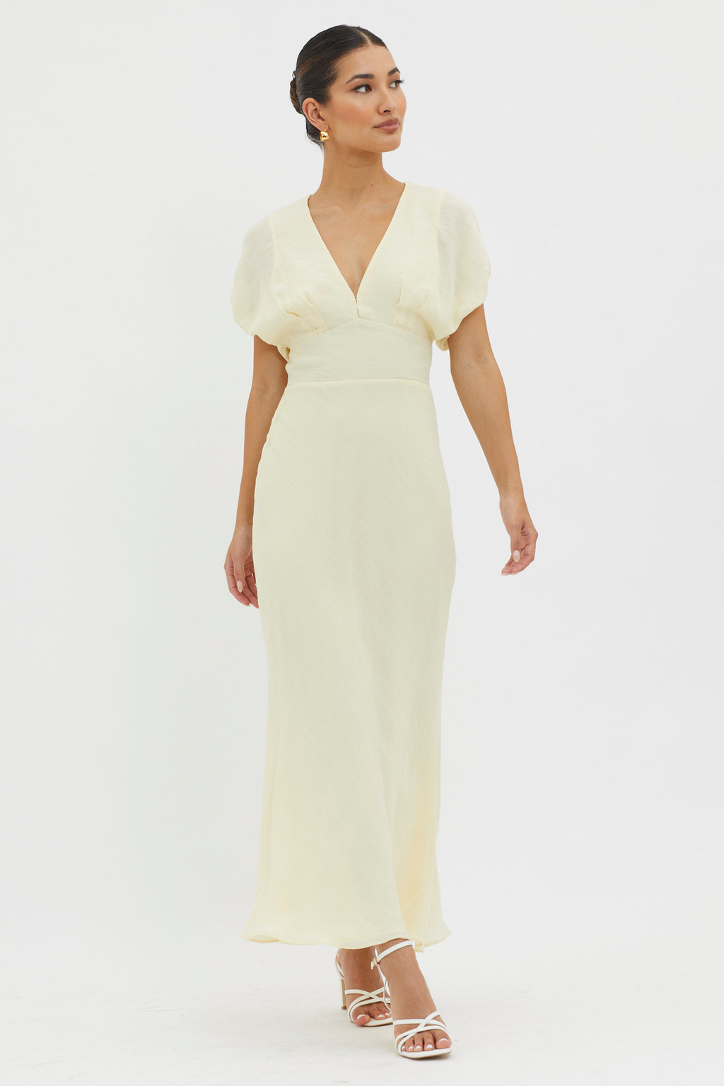Dare To Live V-Neck Maxi Dress Butter by Selfie Leslie Australia