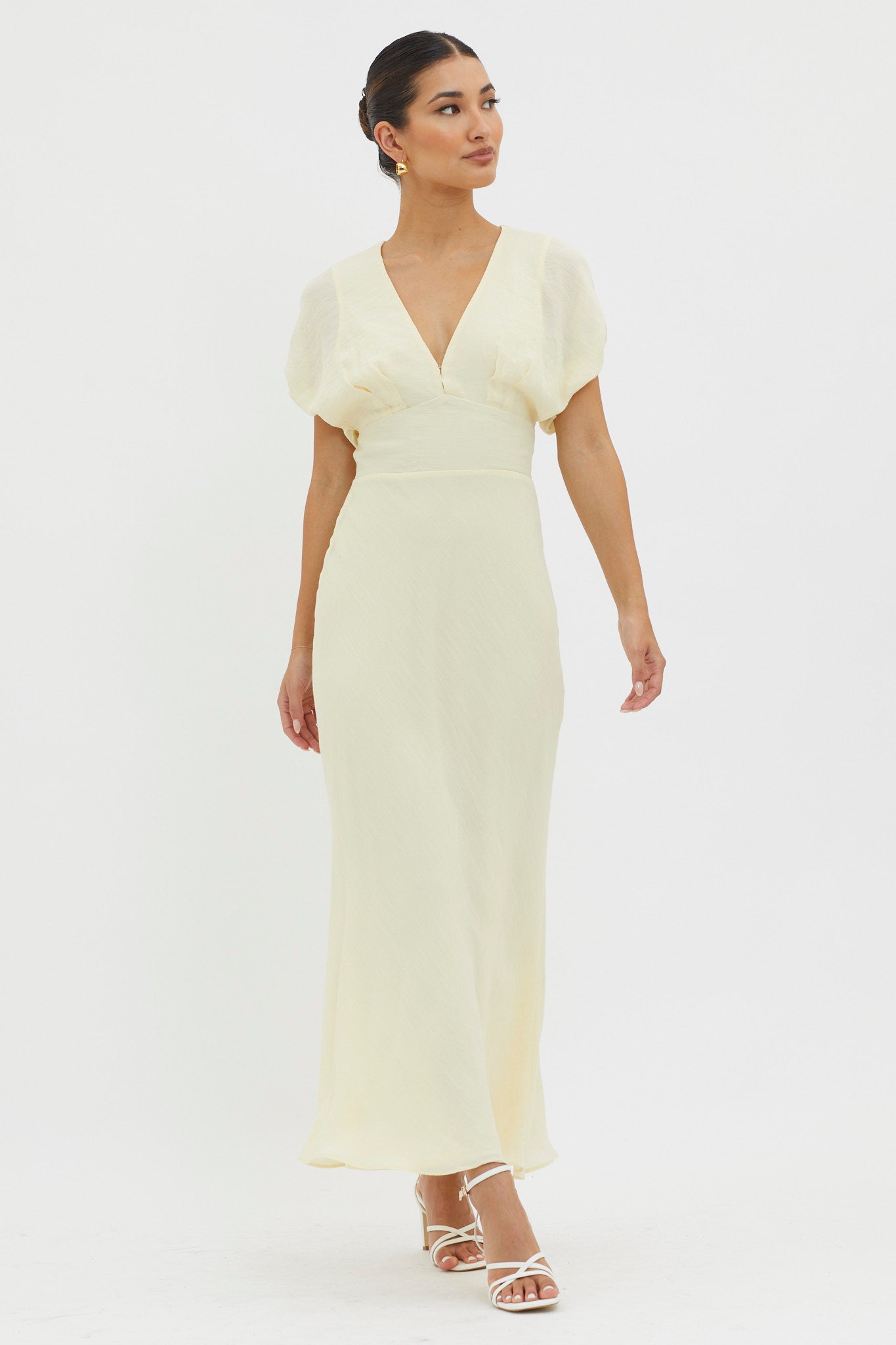 Dare To Live V-Neck Maxi Dress Butter by Selfie Leslie Australia