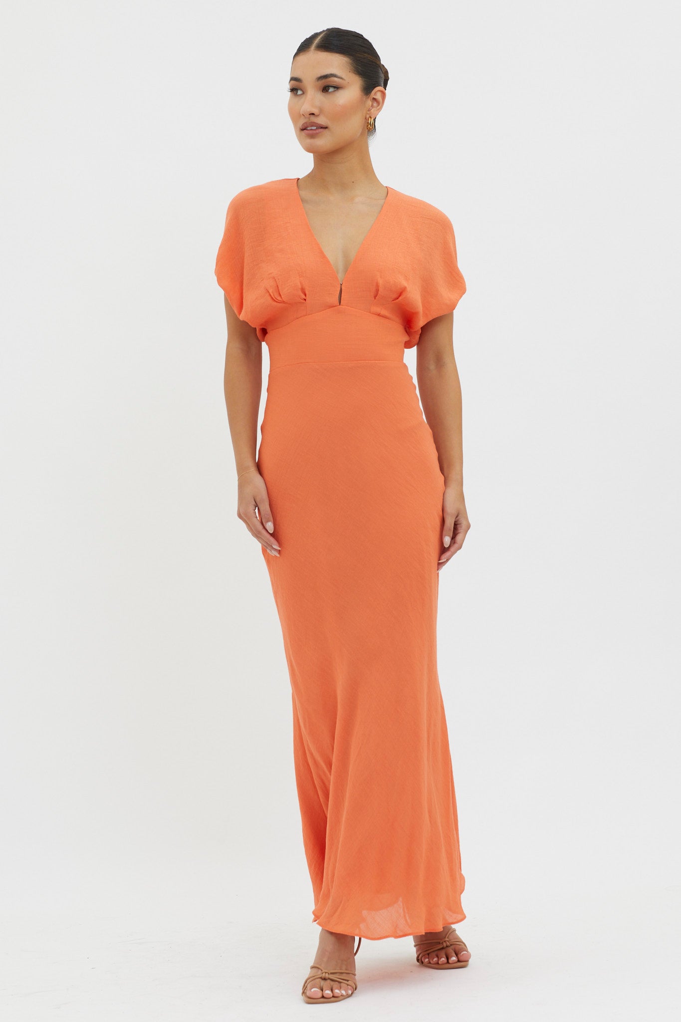 Dare To Live V-Neck Maxi Dress Orange by Selfie Leslie Australia