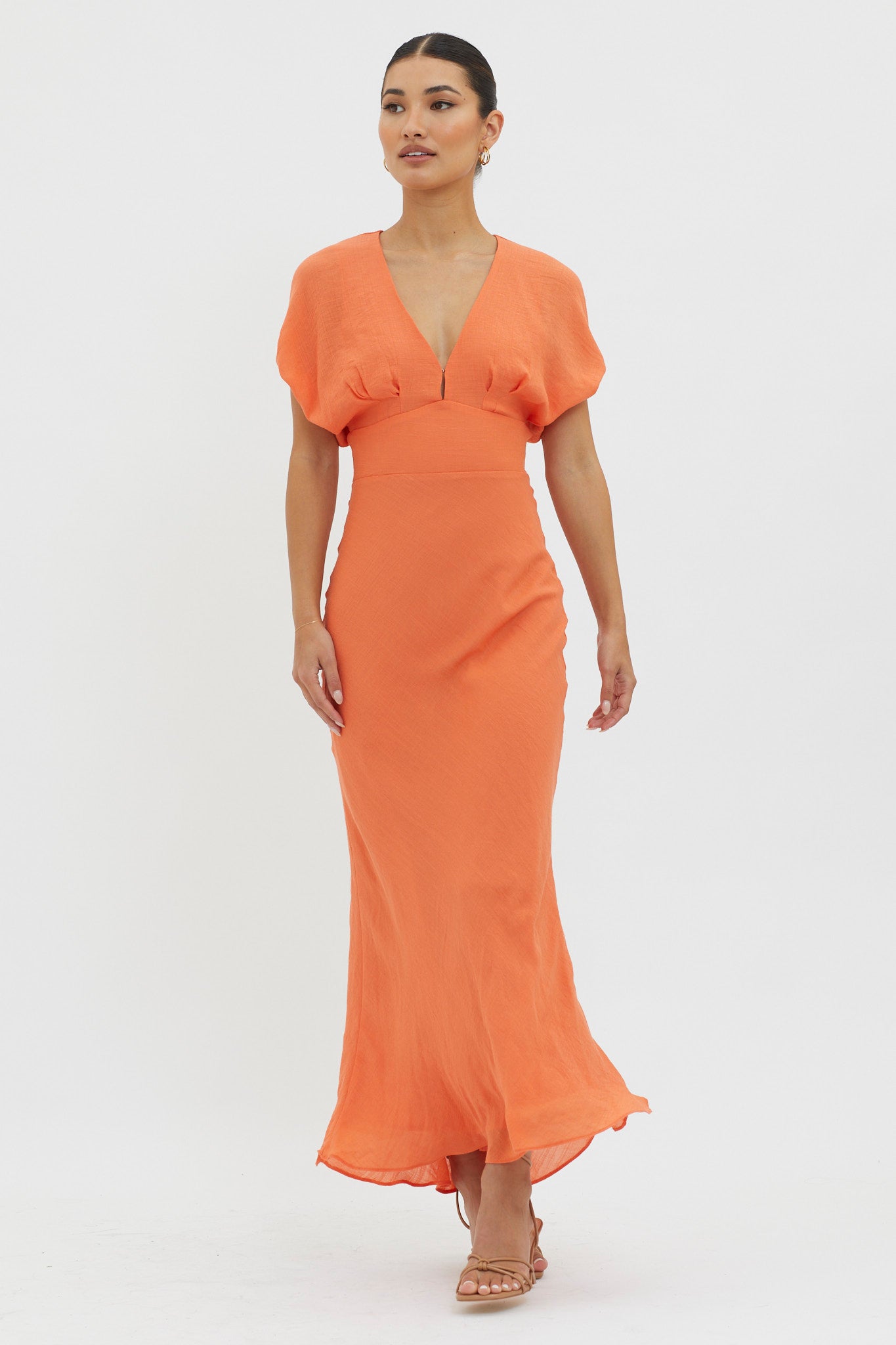 Dare To Live V-Neck Maxi Dress Orange by Selfie Leslie Australia