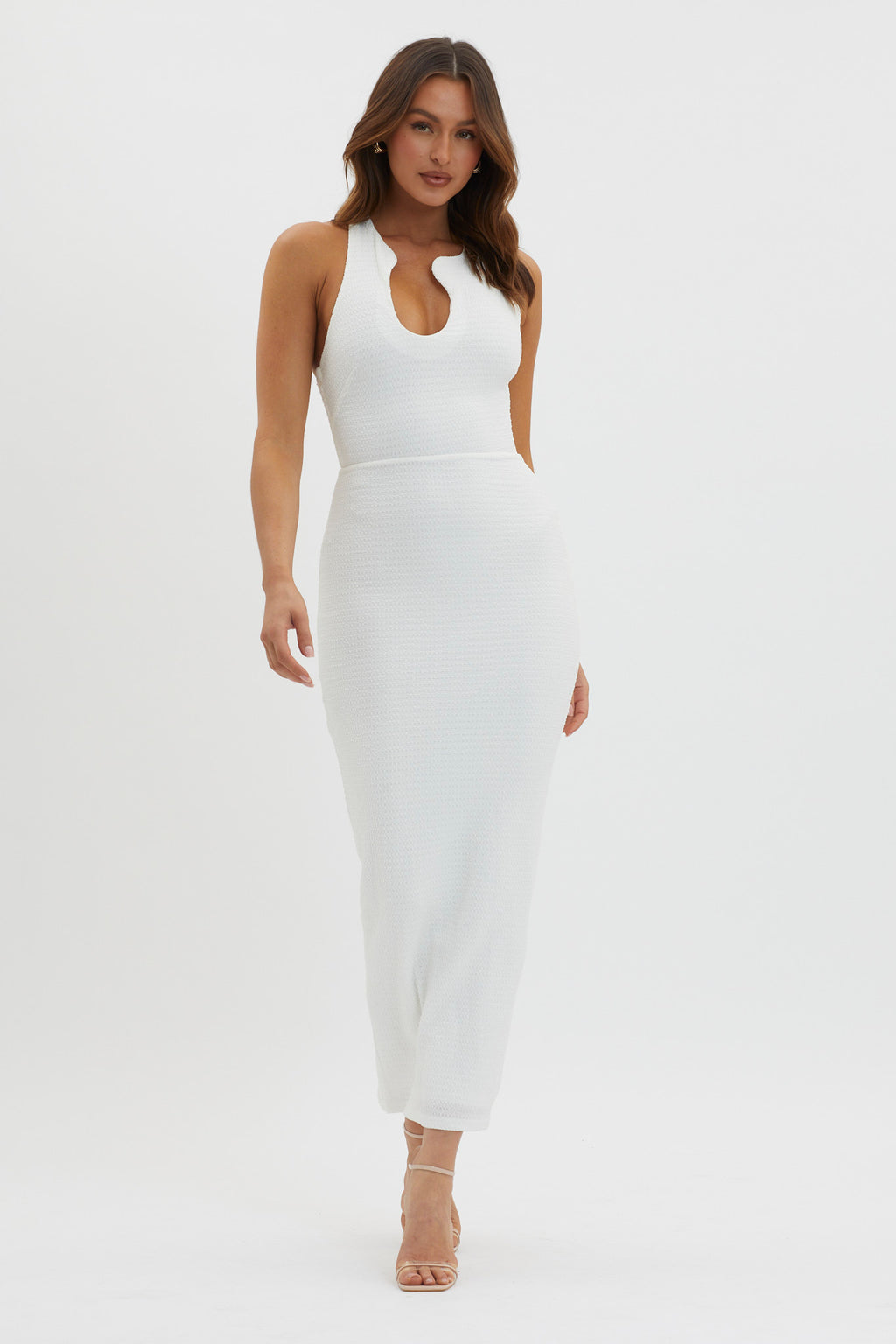 Seek And Find Asymmetric Neckline Dress White by Selfie Leslie Australia
