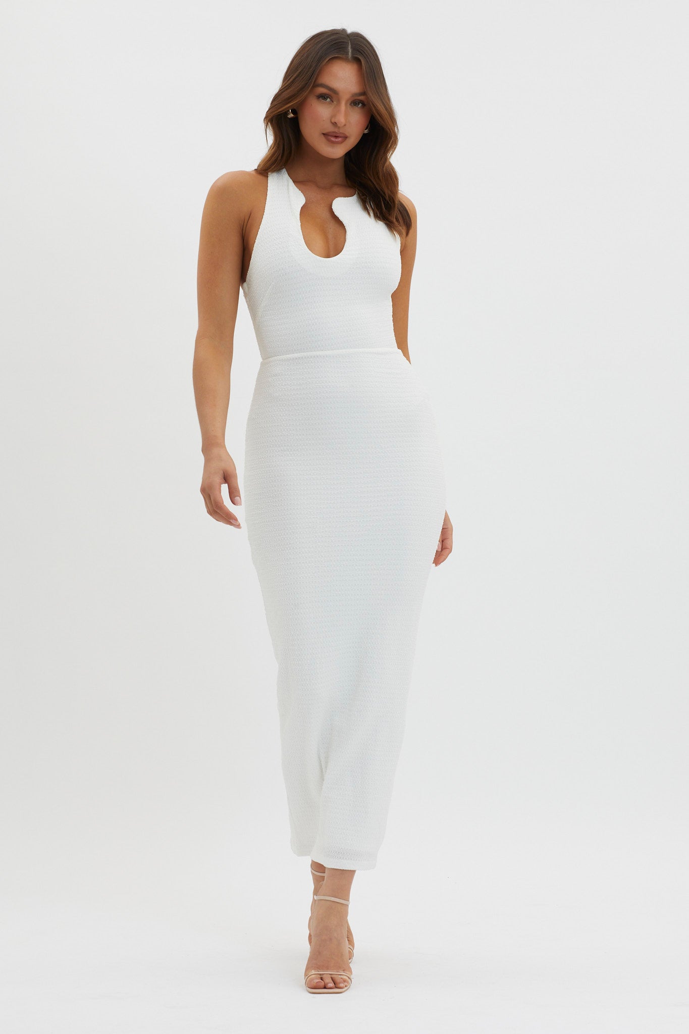Seek And Find Asymmetric Neckline Dress White by Selfie Leslie Australia