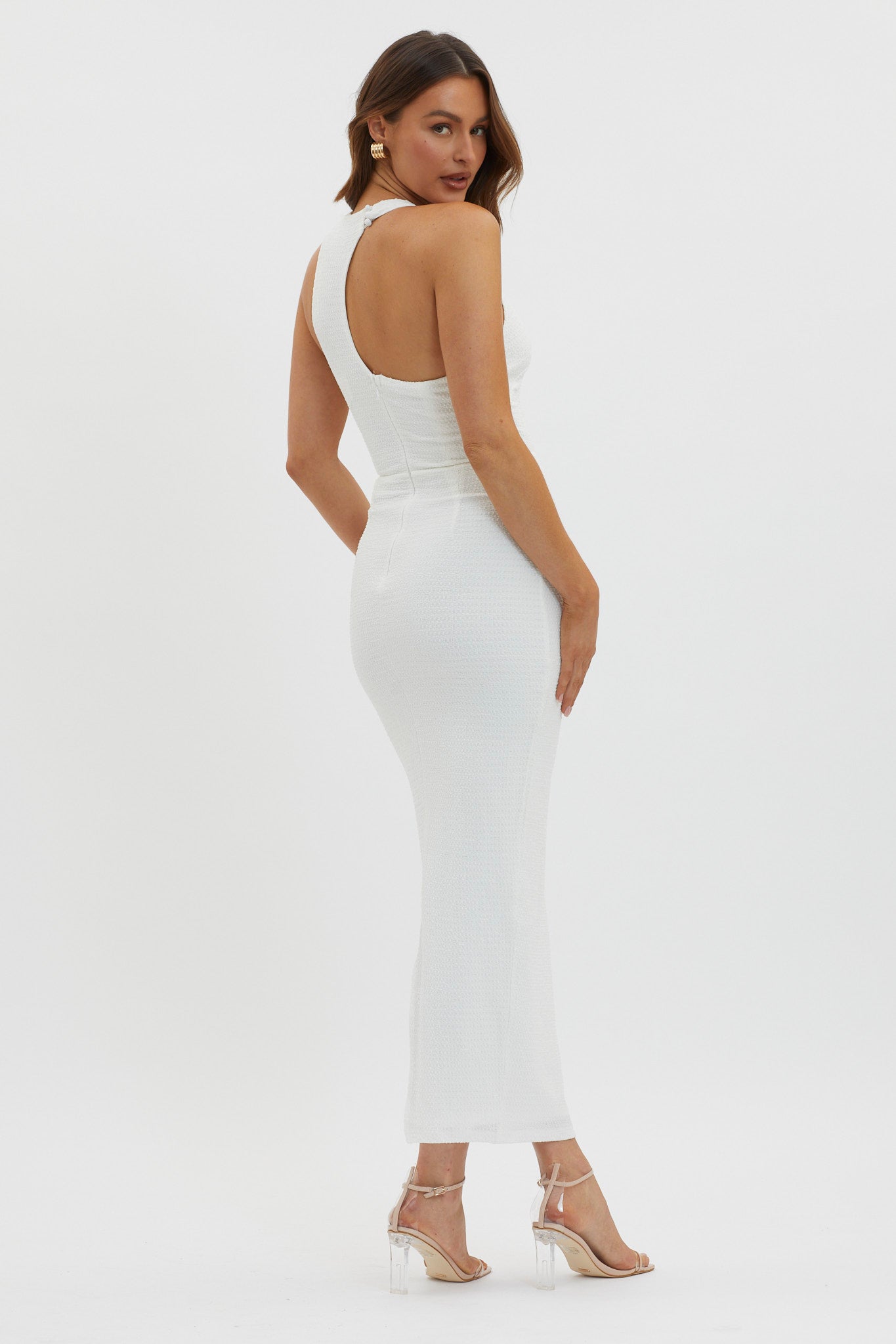 Seek And Find Asymmetric Neckline Dress White by Selfie Leslie Australia