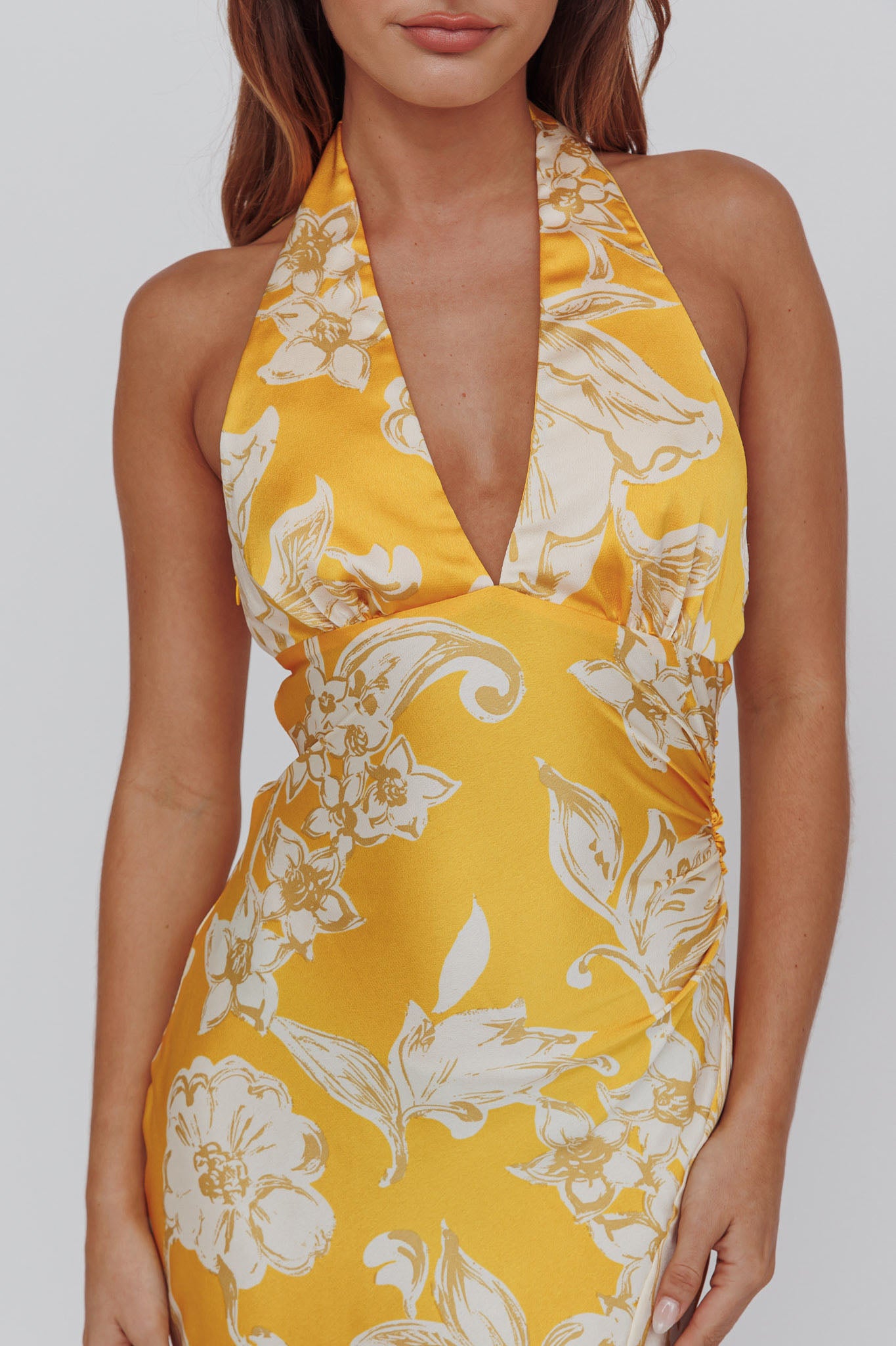 Brighter Days Halterneck Split Midi Dress Sun by Selfie Leslie Australia