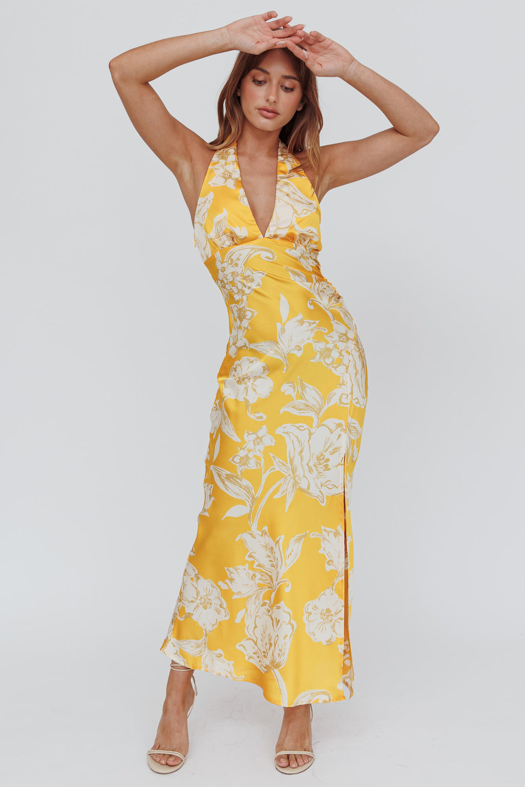 Brighter Days Halterneck Split Midi Dress Sun by Selfie Leslie Australia
