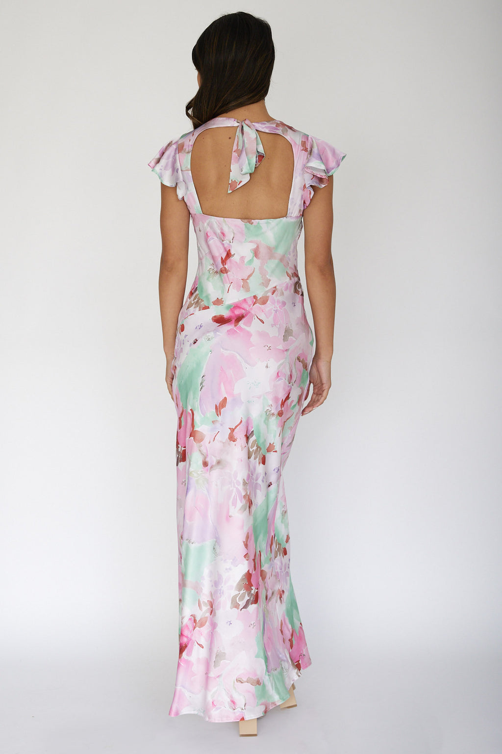 Jannet Keyhole Back Maxi Dress Floral Pink by Selfie Leslie Australia