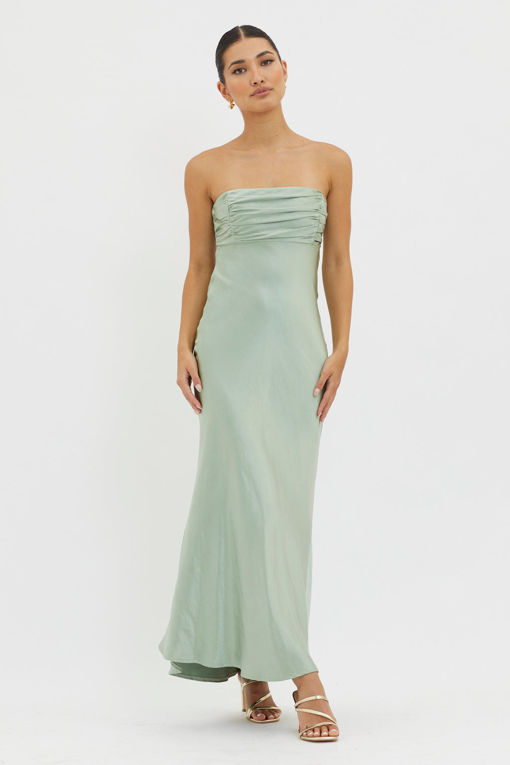 Moon Song Strapless Laced Back Dress Matcha by Selfie Leslie Australia