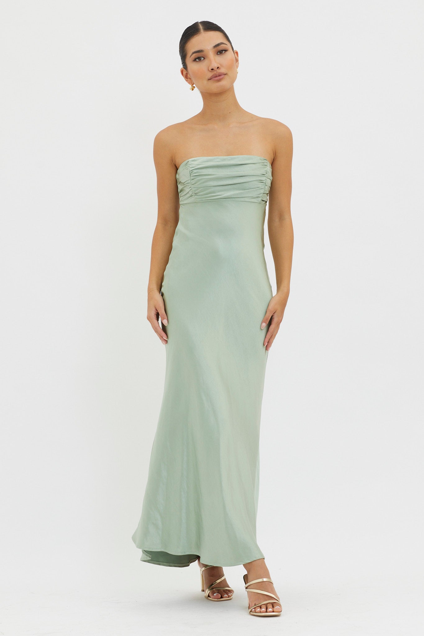 Moon Song Strapless Laced Back Dress Matcha by Selfie Leslie Australia