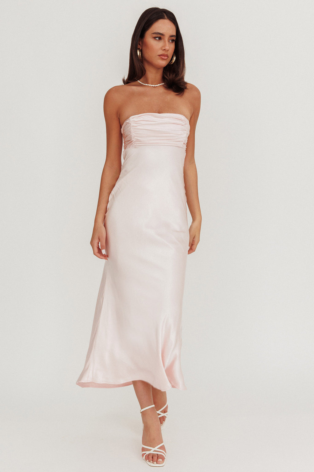 Moon Song Strapless Laced Back Dress Blush by Selfie Leslie Australia