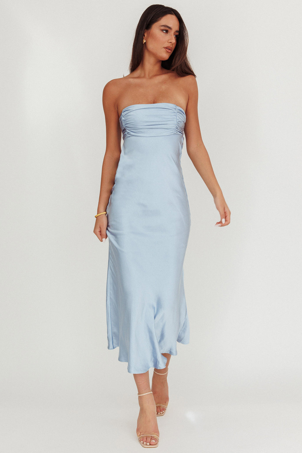 Moon Song Strapless Laced Back Dress Midnight Blue by Selfie Leslie Australia