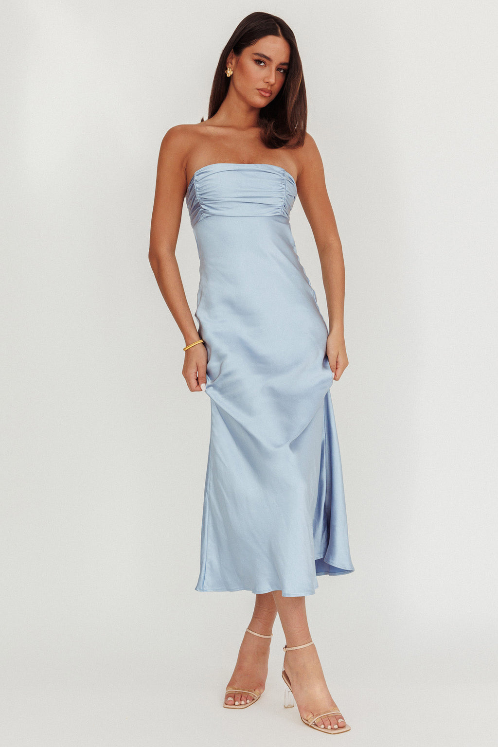 Moon Song Strapless Laced Back Dress Midnight Blue by Selfie Leslie Australia