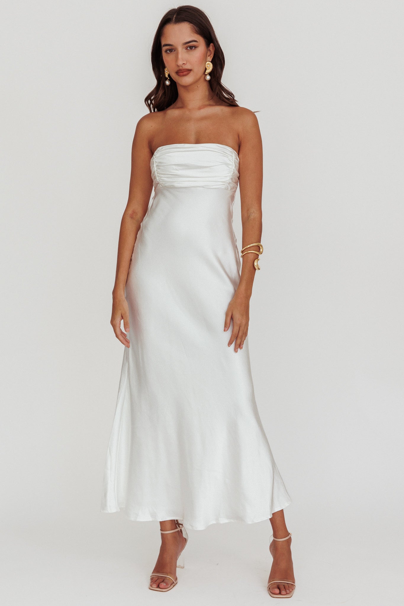 Moon Song Strapless Laced Back Dress Off White by Selfie Leslie Australia