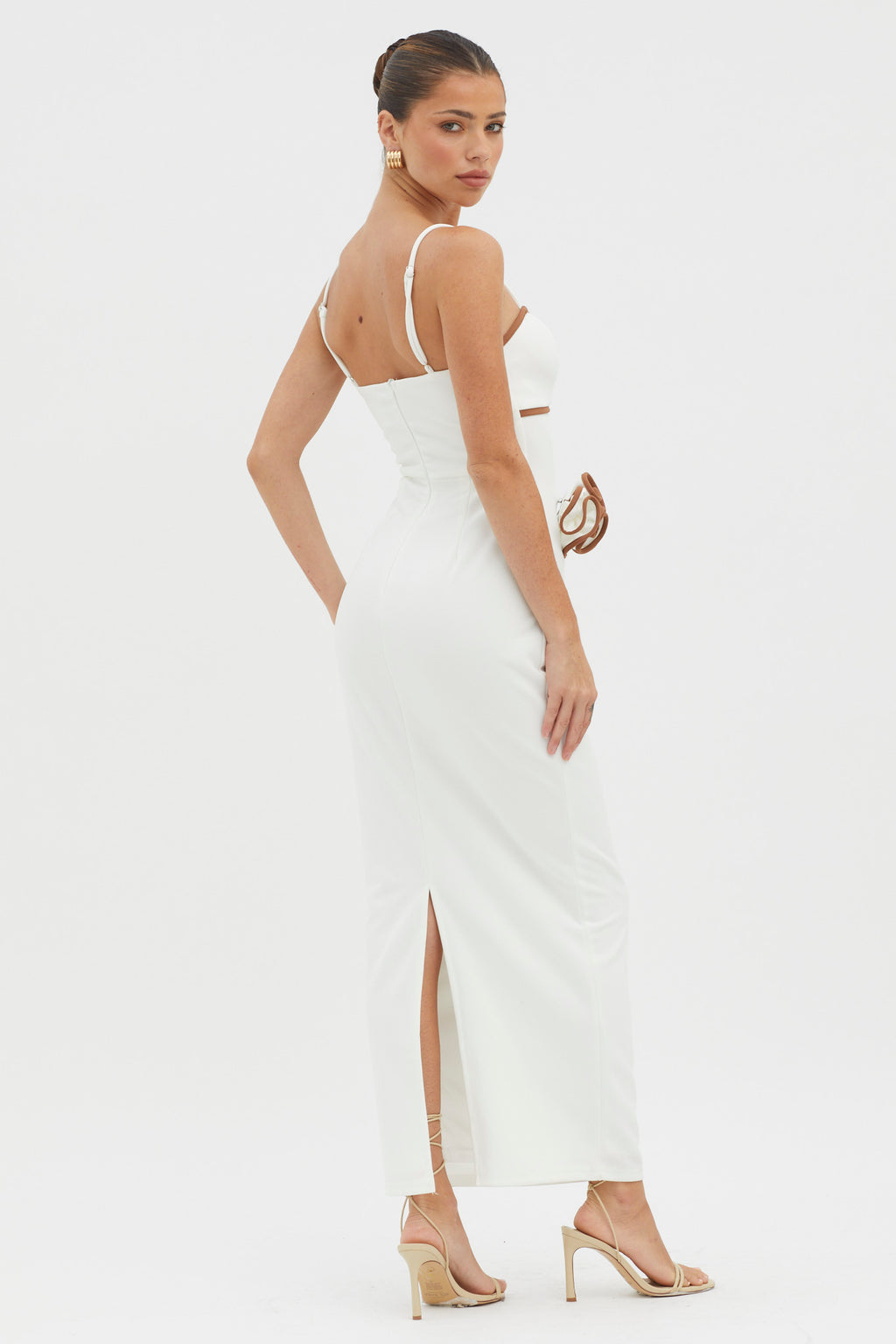 Griselda Flower Decoration Maxi Dress White by Selfie Leslie Australia